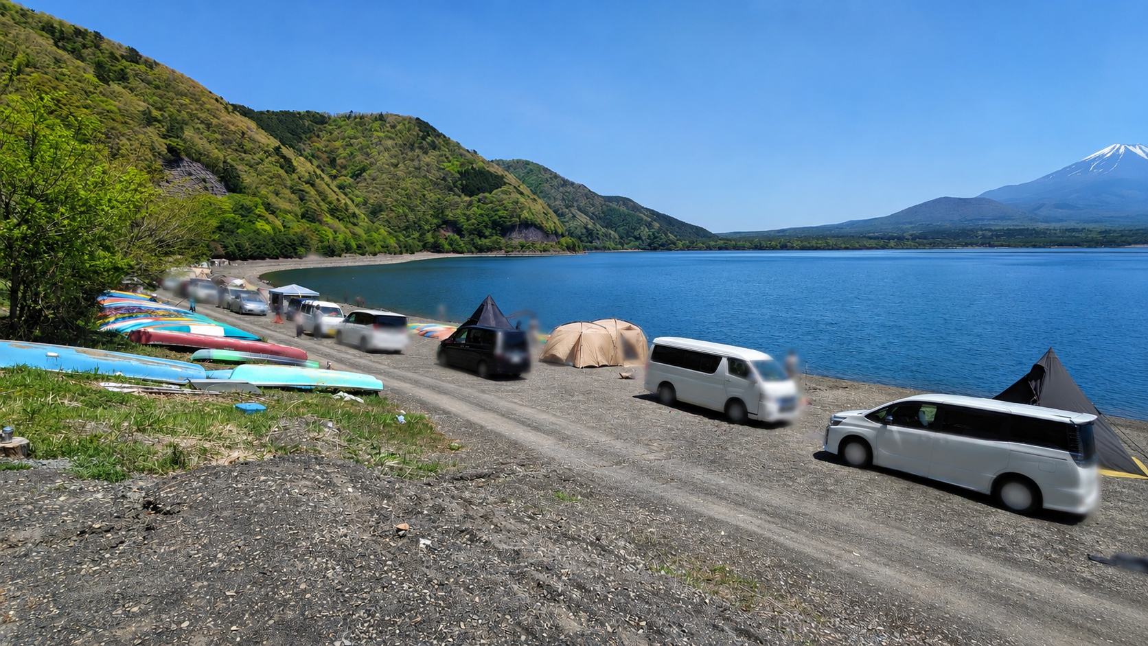 浩庵キャンプ場 午前 湖畔 湖寄り